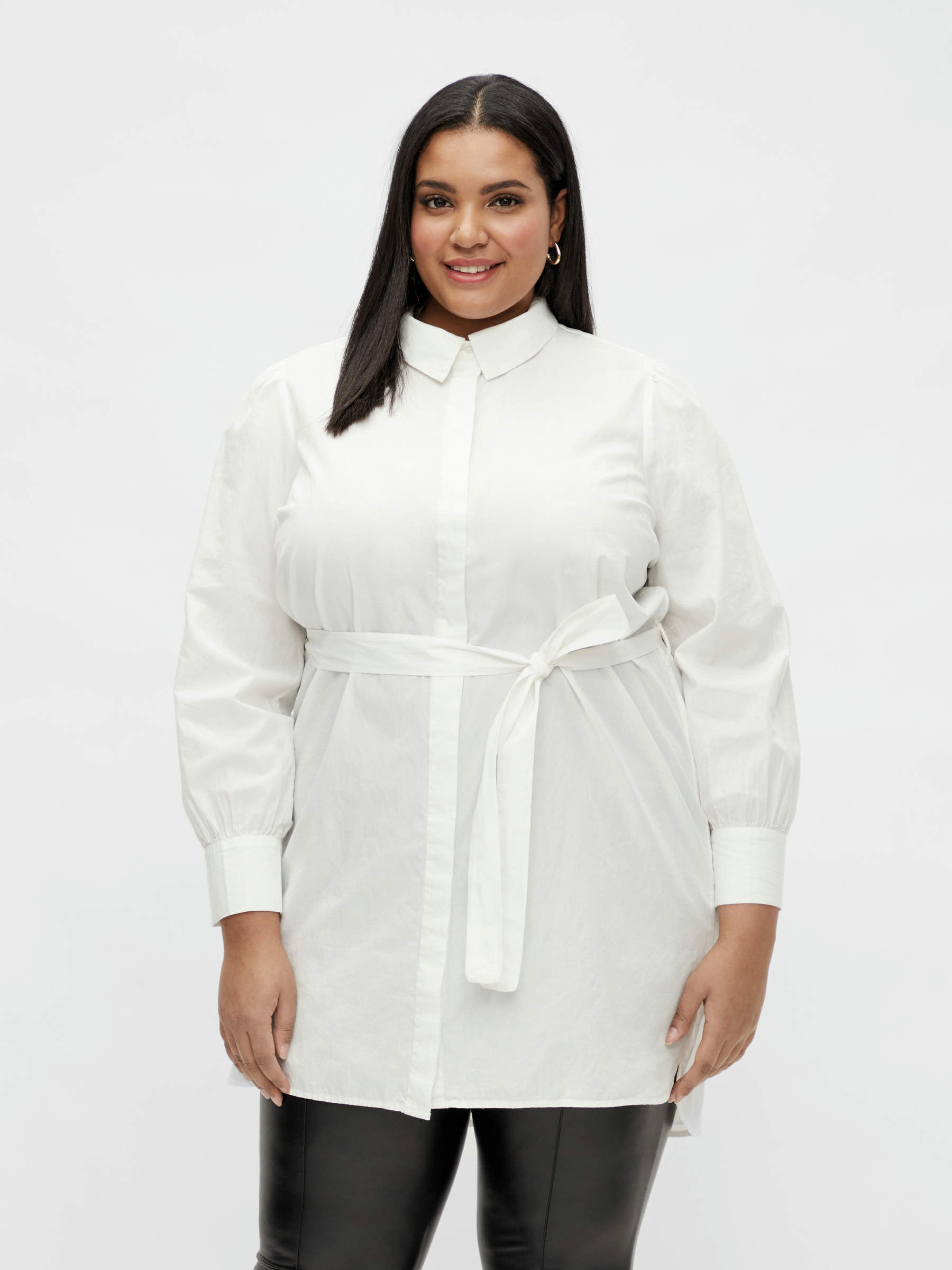 CURVE - BELTED SHIRT DRESS (White ...
